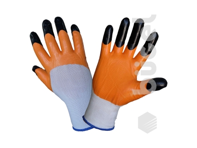 Перчатки №25 Ч оранжевые черные пальцы